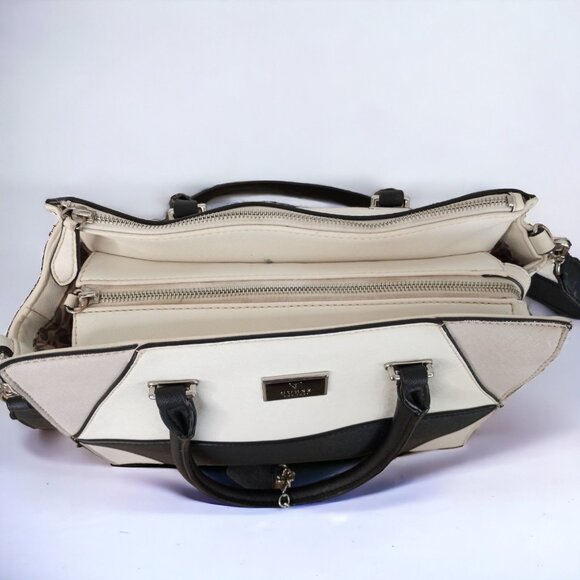 Guess 1981 White, Cream & Black Handbag / Shoulder Satchel / Purse With Adjustab - Picture 6 of 16
